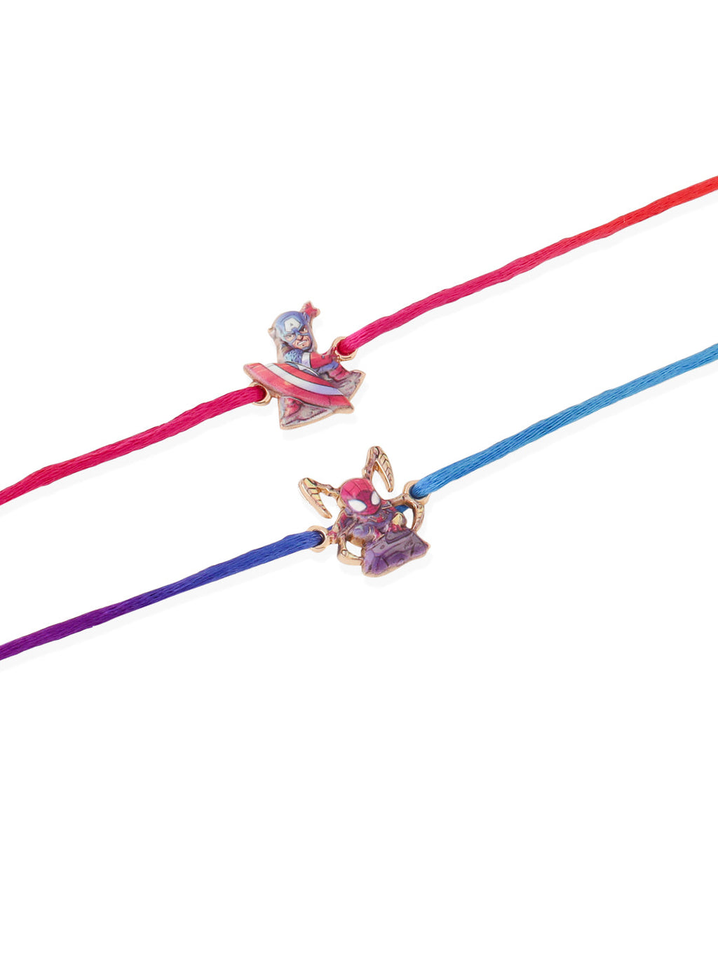 NVR Kids Set of 2 Cartoon Character Purple & Red Thread Rakhi, Combo for Rakshabandhan