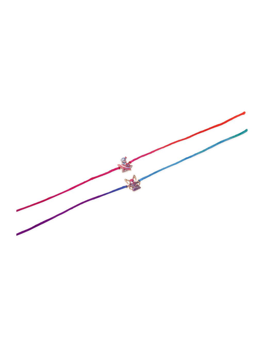 NVR Kids Set of 2 Cartoon Character Purple & Red Thread Rakhi, Combo for Rakshabandhan