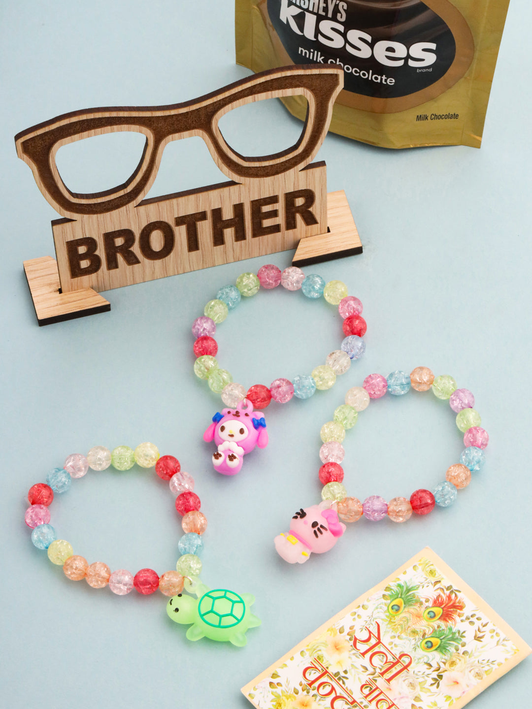 NVR Kids Set of 3 Cartoon Design Artificial Beads Thread Rakhi, Combo for Rakshabandhan