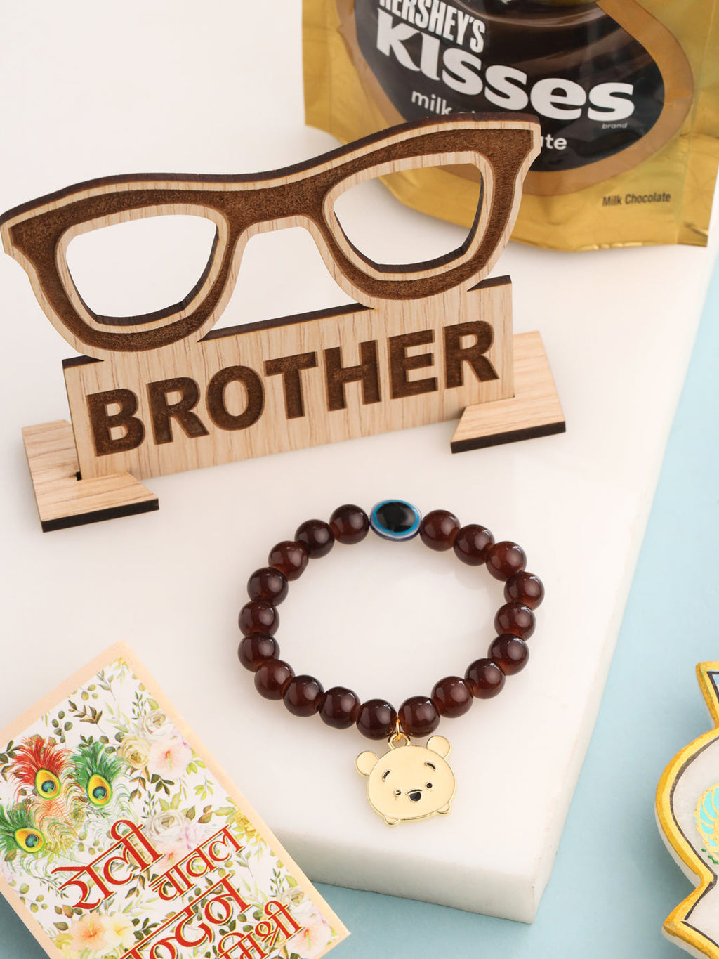NVR Kids Cartoon Design Brown Artificial Beads Thread Rakhi, Combo for Rakshabandhan