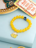 NVR Kids Cartoon Design Yellow Artificial Beads Thread Rakhi with Roli Chawal Chandan & Mishri