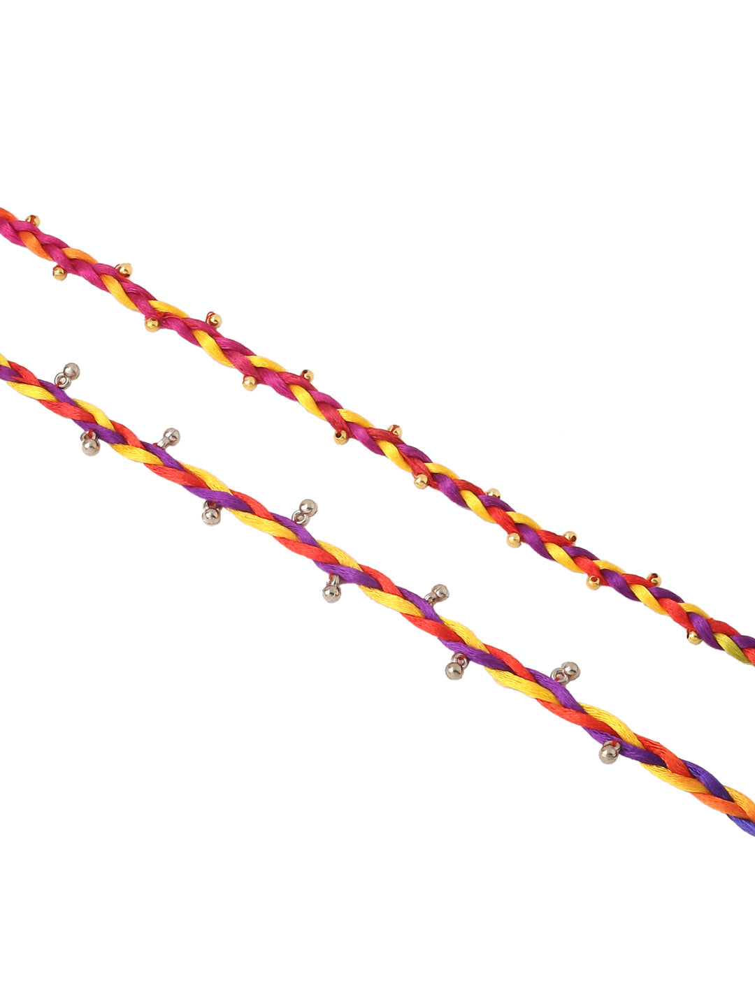 NVR Men Multicolor Artificial Beads Thread Rakhi with Roli Chawal Chandan & Mishri