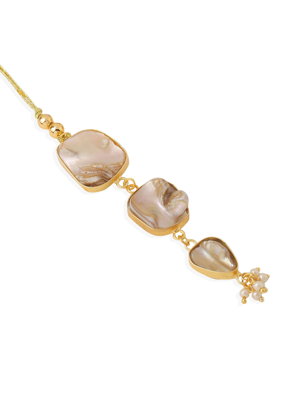 NVR Set of 2 Gold Toned Rudraksh & Pearls Bhaiya Bhabhi Rakhi with Roli Chawal Chandan & Mishri