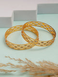 NVR Women's Set of 2 Gold-Polished Cubic Zirconia Stone Studded Bangles