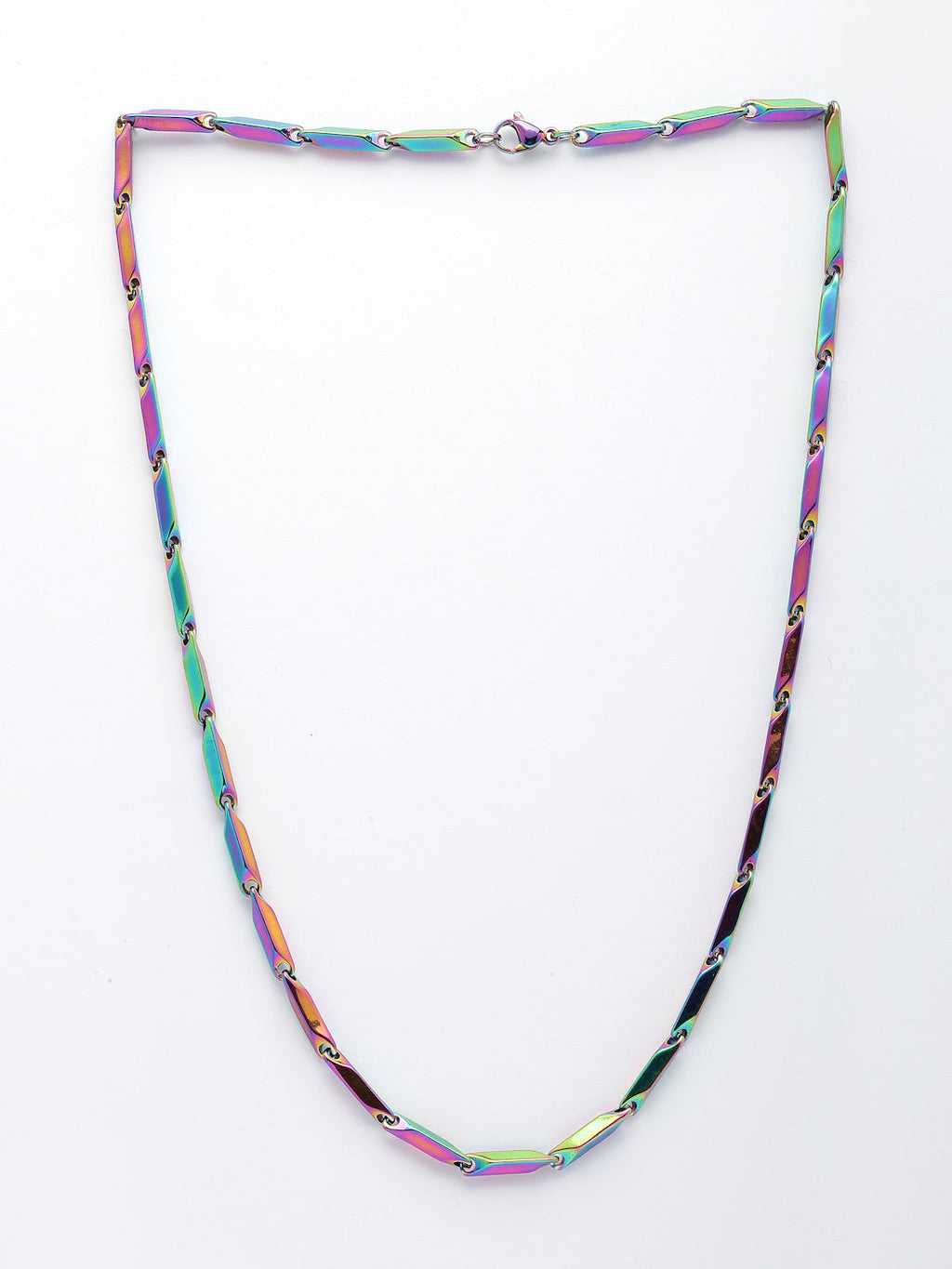 NVR Men Multicolor Rhodium-Plated Stainless Steel Chain