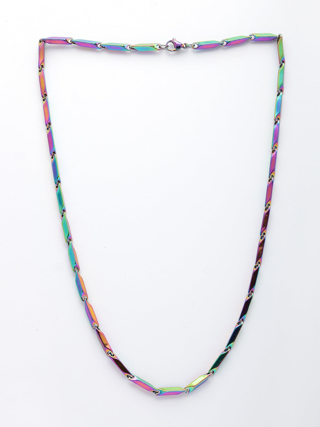 NVR Men Multicolor Rhodium-Plated Stainless Steel Chain