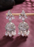 NVR Wome's Silver-Plated AD- Studded Jhumki Earrings