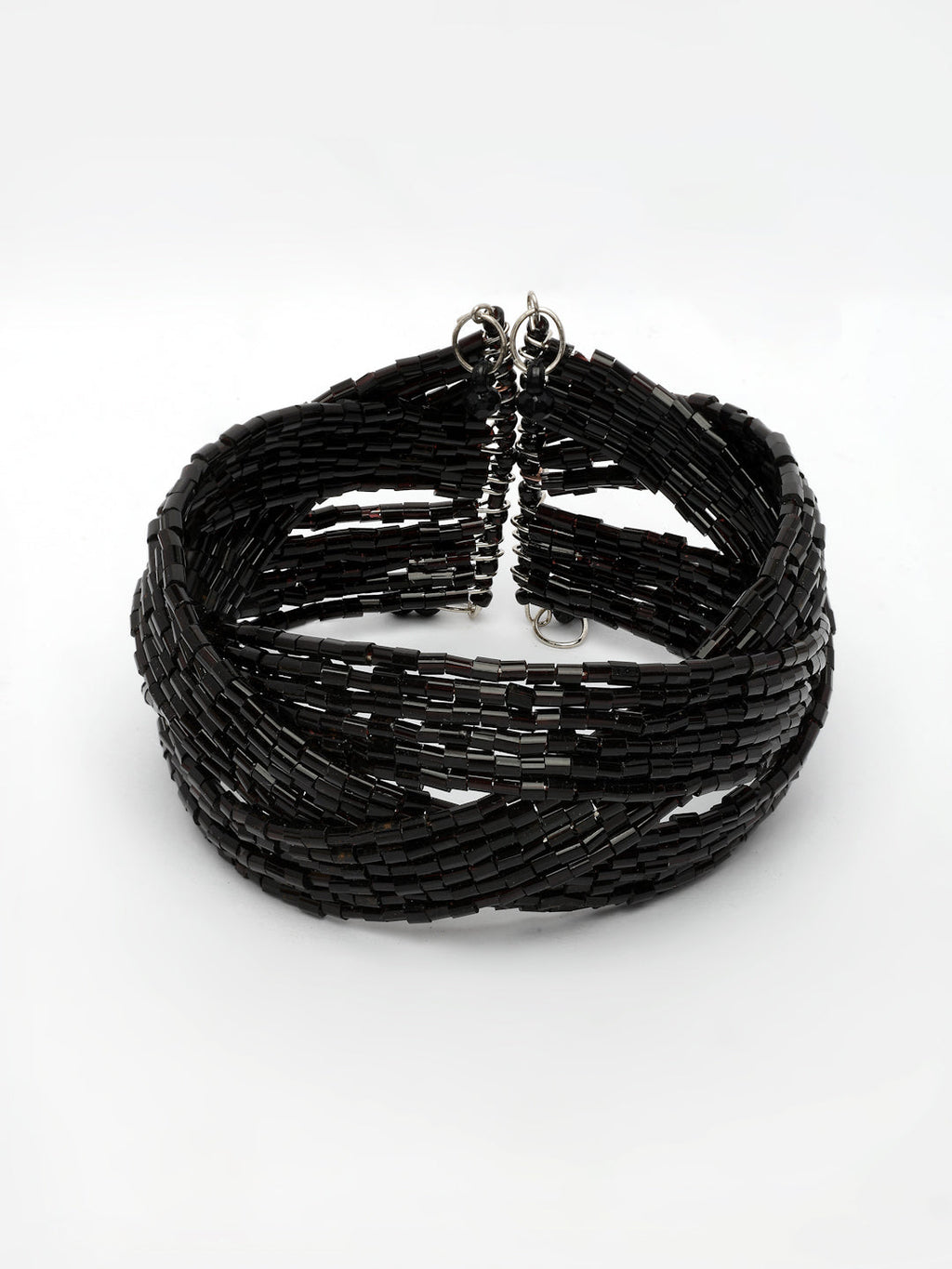 NVR Women's Black Artificial Beads Western Cuff Bracelet