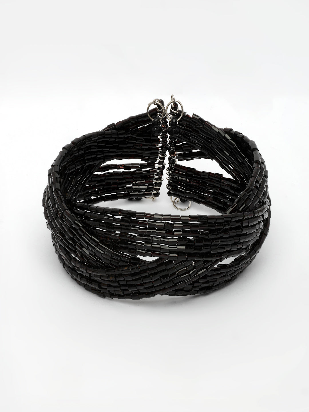 NVR Women's Black Artificial Beads Western Cuff Bracelet