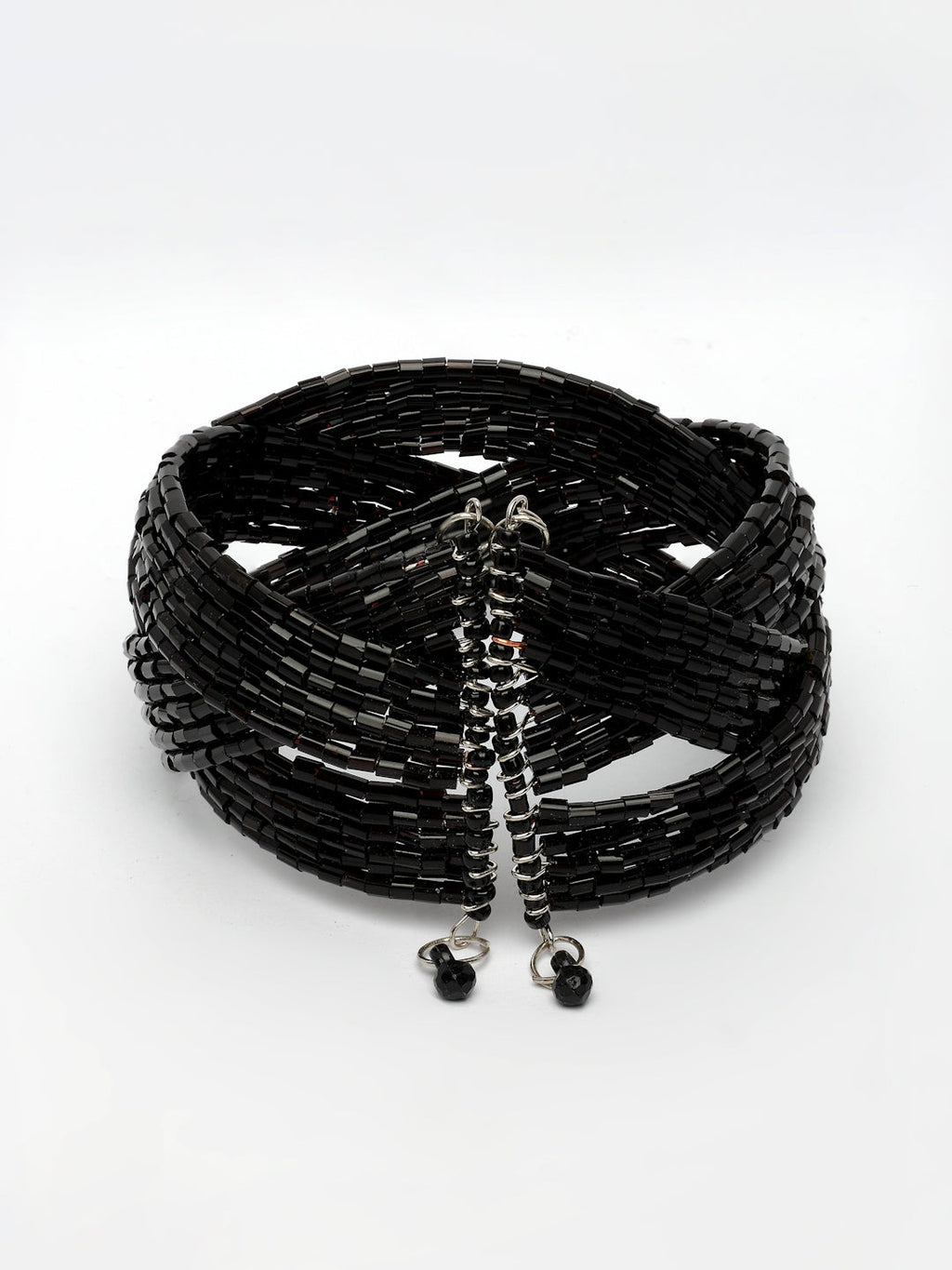 NVR Women's Black Artificial Beads Western Cuff Bracelet