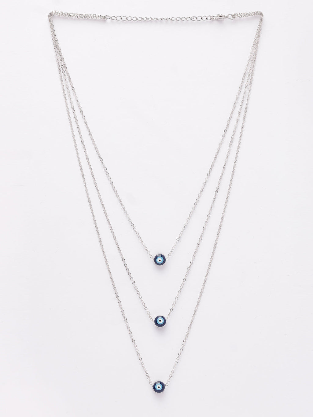 NVR Women's Silver-Plated Evil Eye Layered Chain