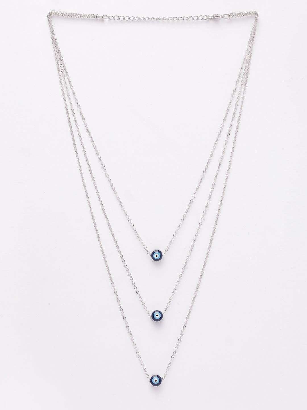 NVR Women's Silver-Plated Evil Eye Layered Chain