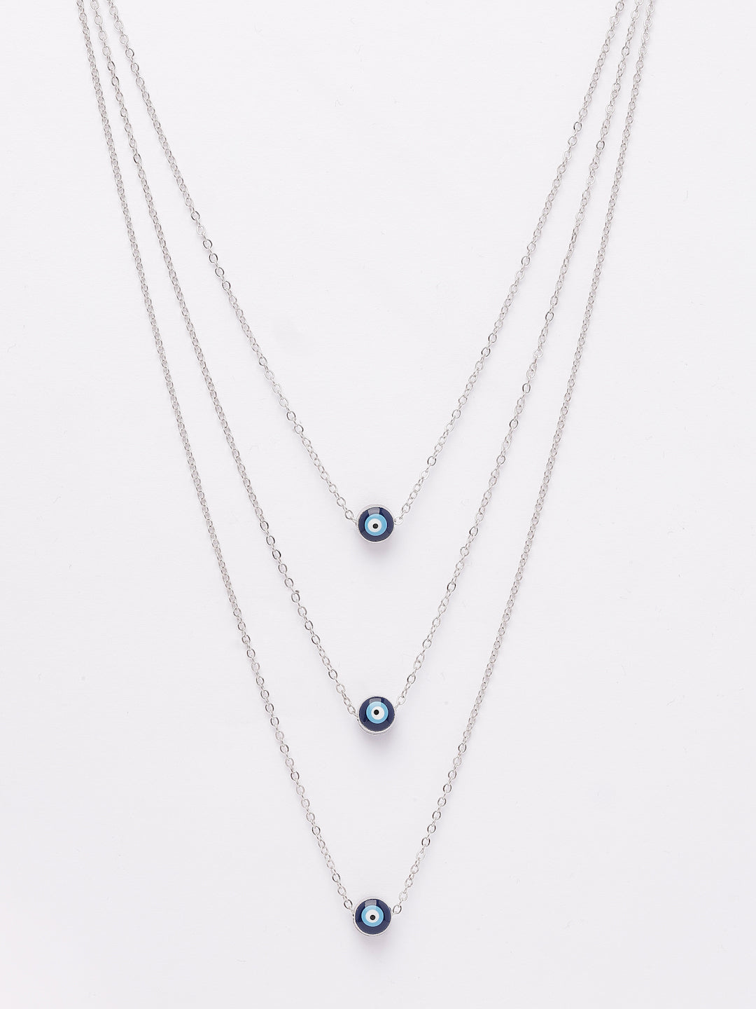 NVR Women's Silver-Plated Evil Eye Layered Chain