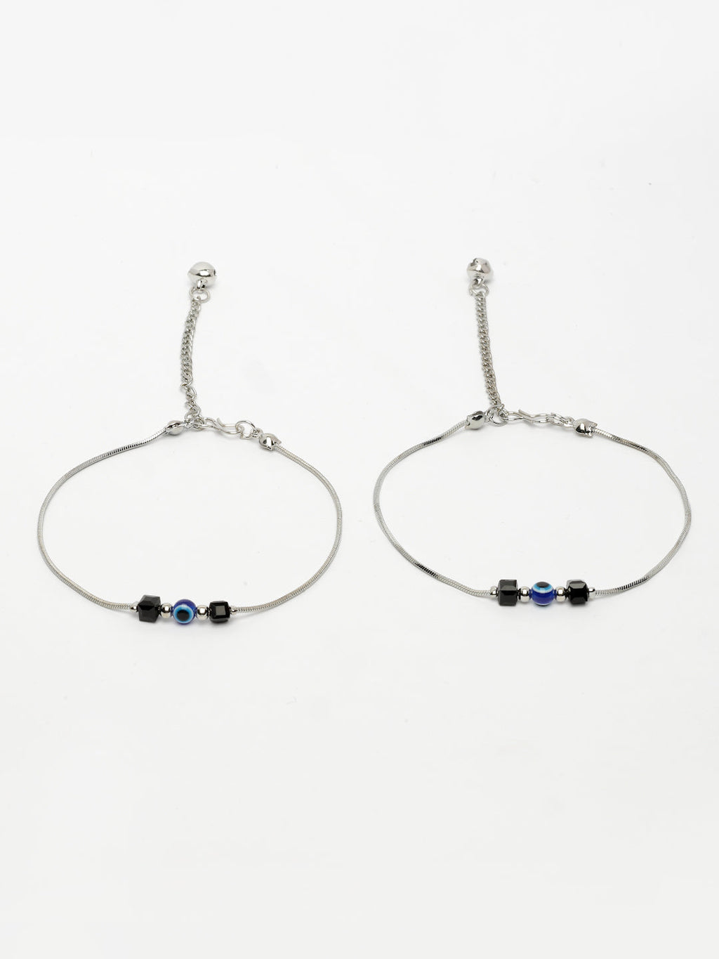 NVR Women's Silver-Plated Evil Eye Anklet