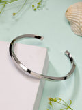 NVR Men's Silver-Plated Stainless Steel Cuff Bracelet