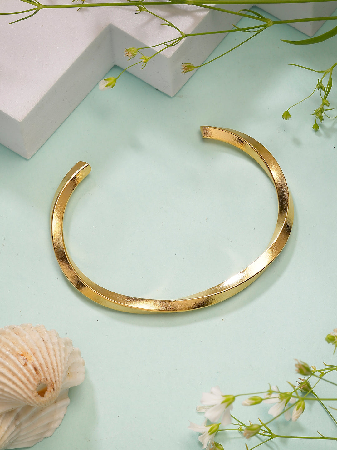 NVR Men's Gold-Polished Stainless Steel Cuff Bracelet