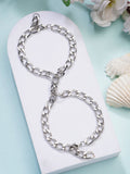 NVR Men's Set of 2 Silver-Plated Stainless Steel Link Bracelet