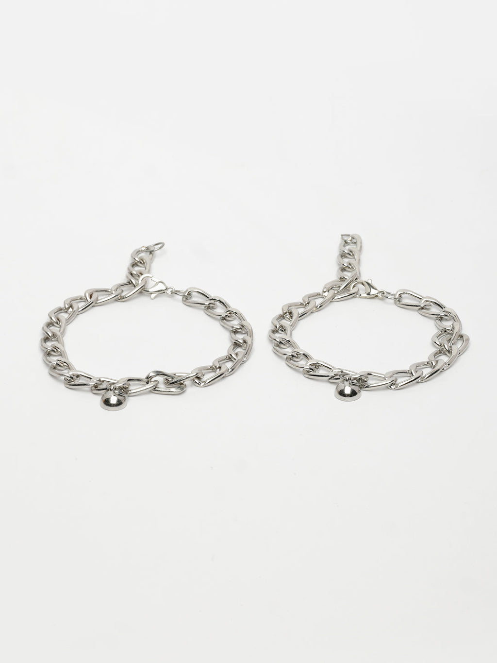 NVR Men's Set of 2 Silver-Plated Stainless Steel Link Bracelet