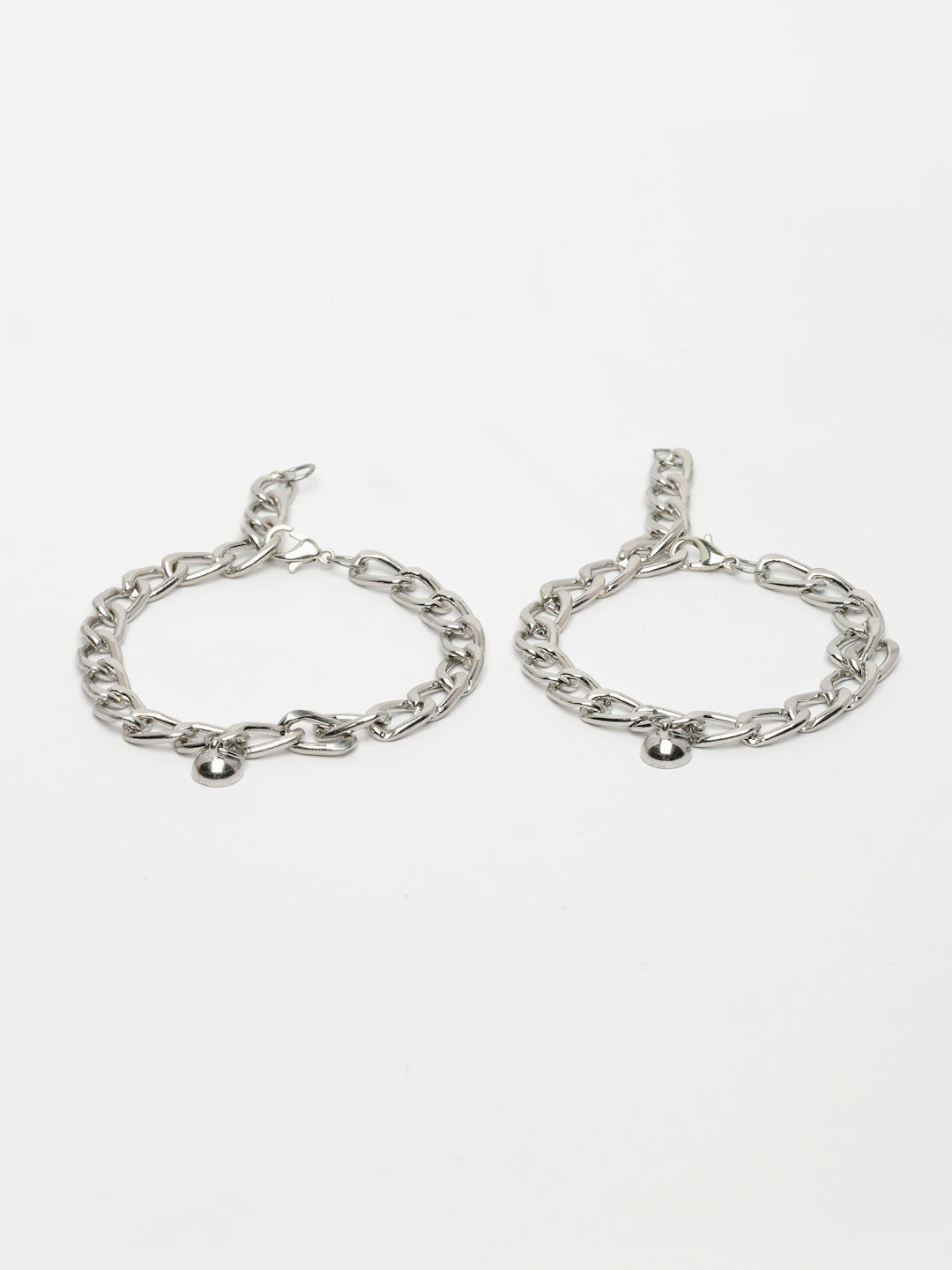 NVR Men's Set of 2 Silver-Plated Stainless Steel Link Bracelet