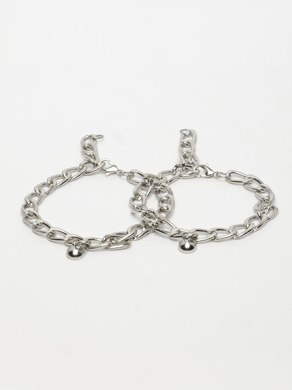 NVR Men's Set of 2 Silver-Plated Stainless Steel Link Bracelet