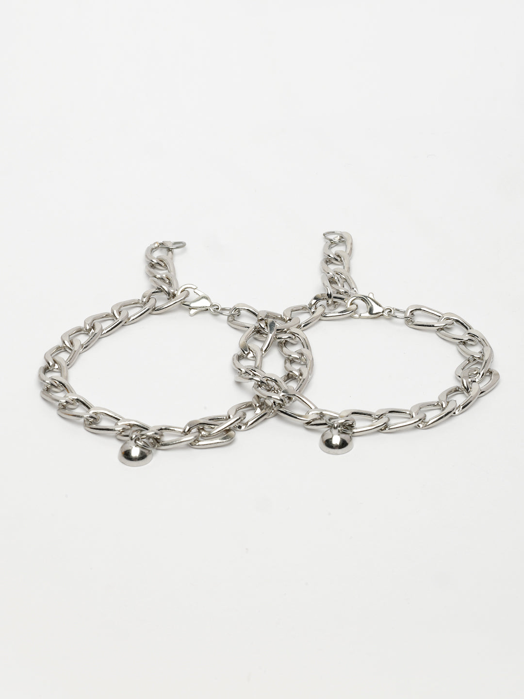 NVR Men's Set of 2 Silver-Plated Stainless Steel Link Bracelet