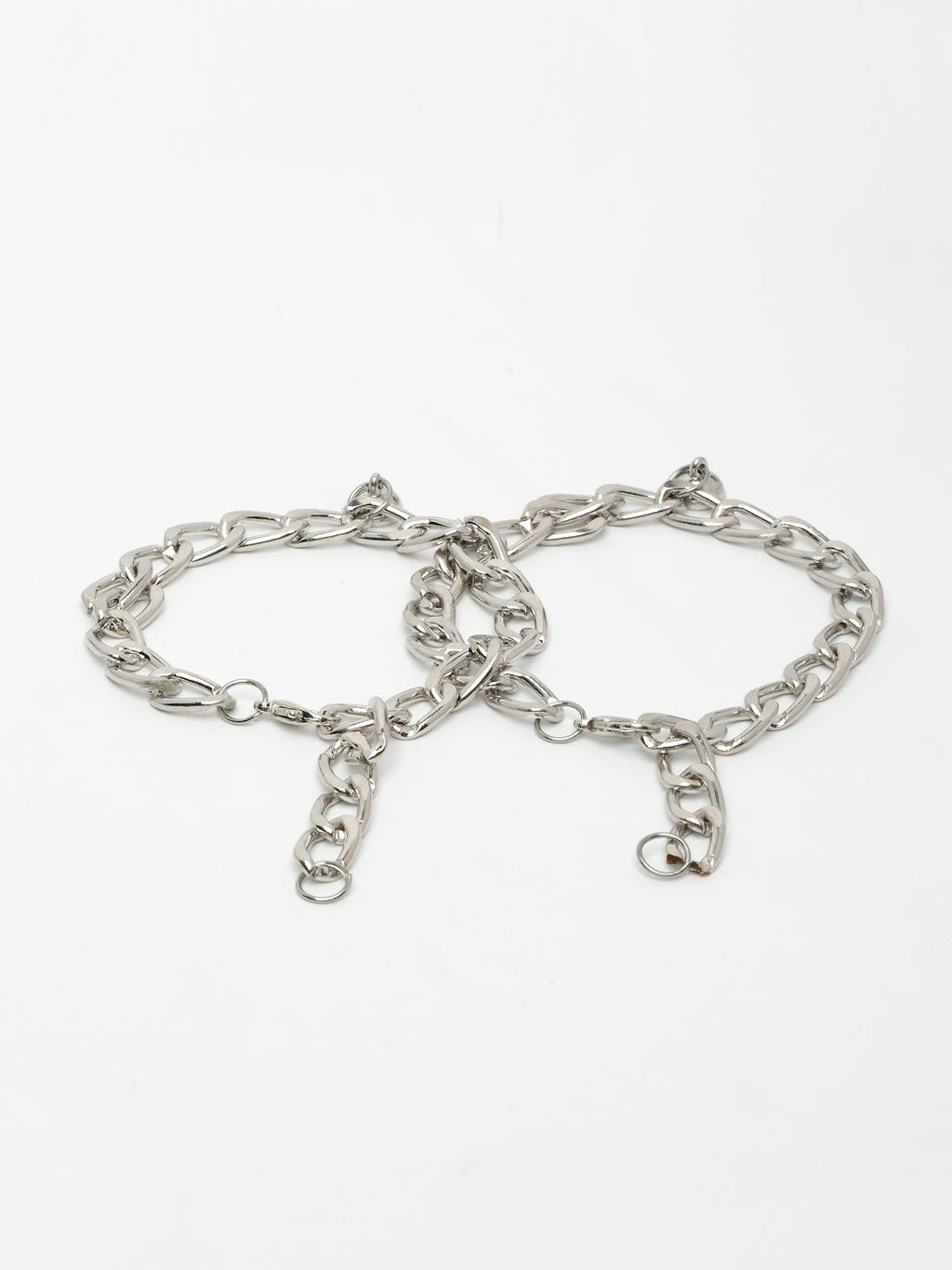 NVR Men's Set of 2 Silver-Plated Stainless Steel Link Bracelet