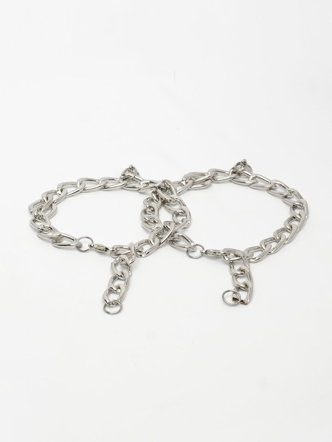 NVR Men's Set of 2 Silver-Plated Stainless Steel Link Bracelet