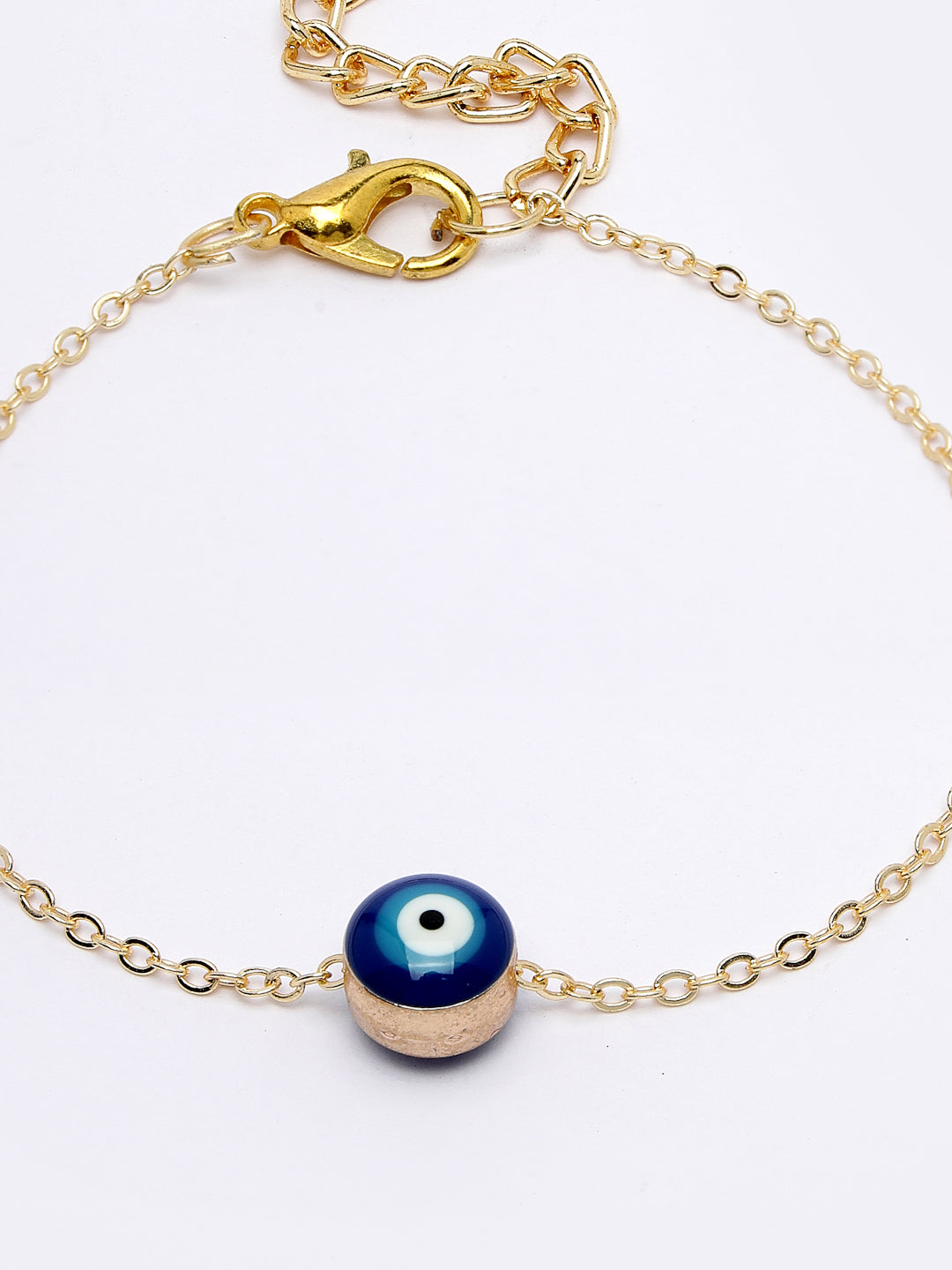 NVR Women's Set of 2 Gold & Silver Polished Evil eye Link Bracelet