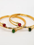 NVR Women's Set of 2 Gold-Polished Artificial Beads Traditional Bangles