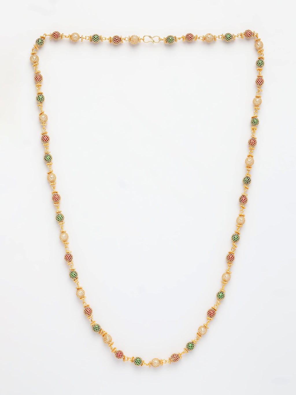 NVR Women's Multi color Gold-Polished Artificial Beads Chain