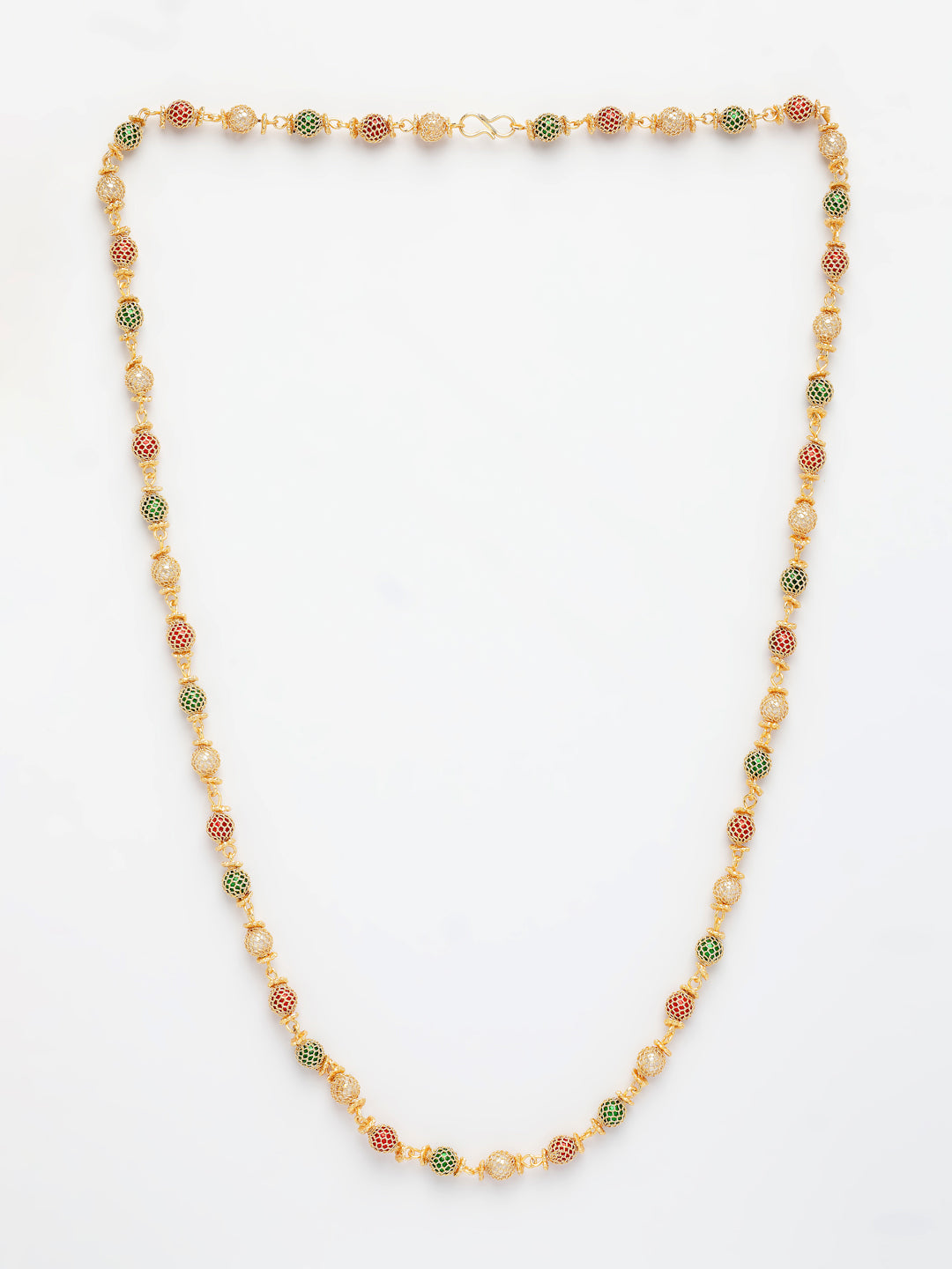 NVR Women's Multi color Gold-Polished Artificial Beads Chain