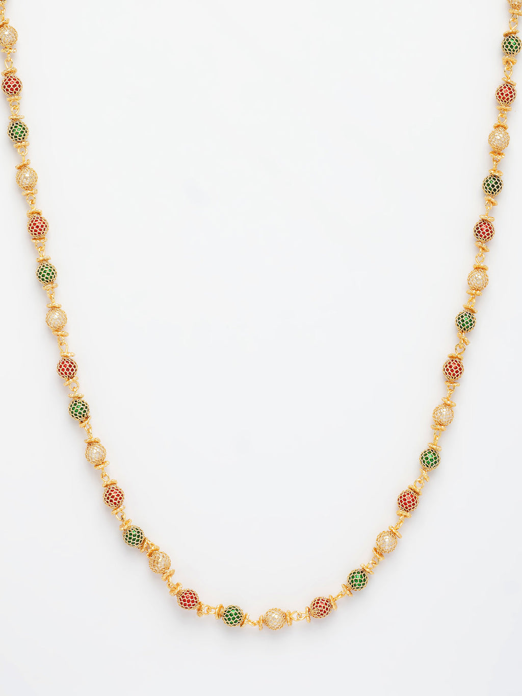 NVR Women's Multi color Gold-Polished Artificial Beads Chain