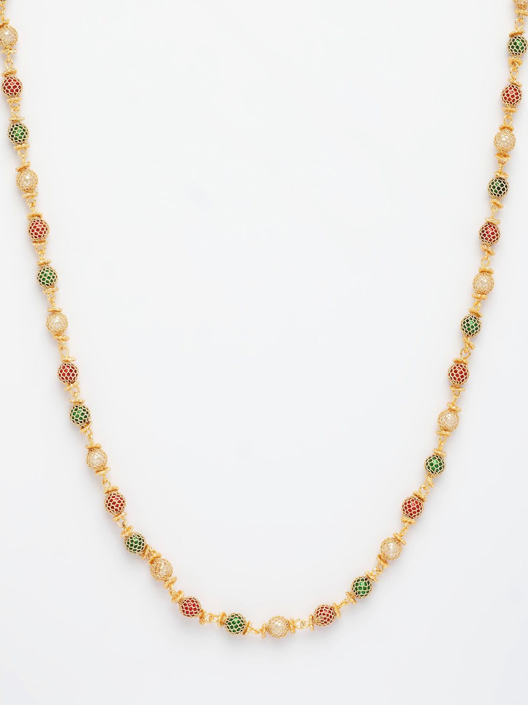 NVR Women's Multi color Gold-Polished Artificial Beads Chain