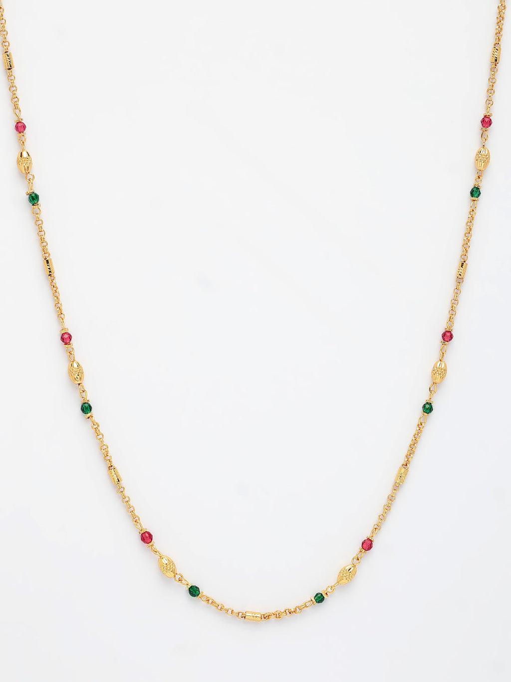 NVR Women's Gold-Polished Artificial Beads Minimal Chain