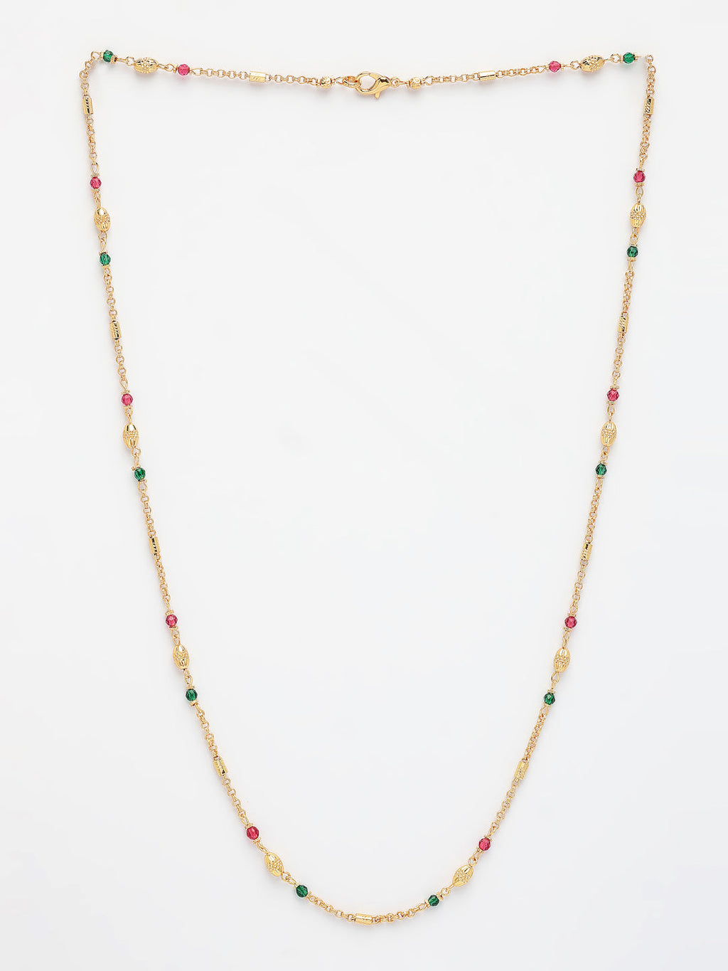NVR Women's Gold-Polished Artificial Beads Minimal Chain