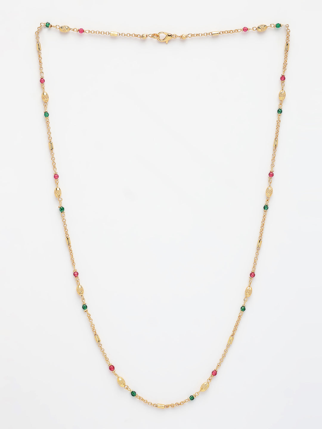 NVR Women's Gold-Polished Artificial Beads Minimal Chain