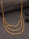 NVR Women's Gold-Polished Artificial Beads Layered Chain