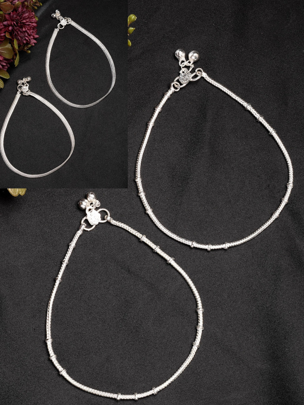 NVR Women's Pair of 2 Silver-Plated Anklets
