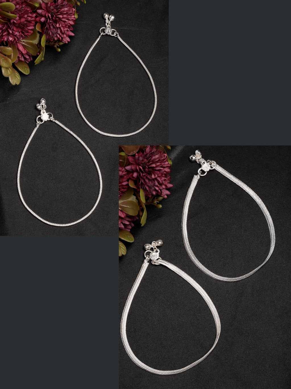 NVR Women's Pair of 2 Silver-Plated Anklets