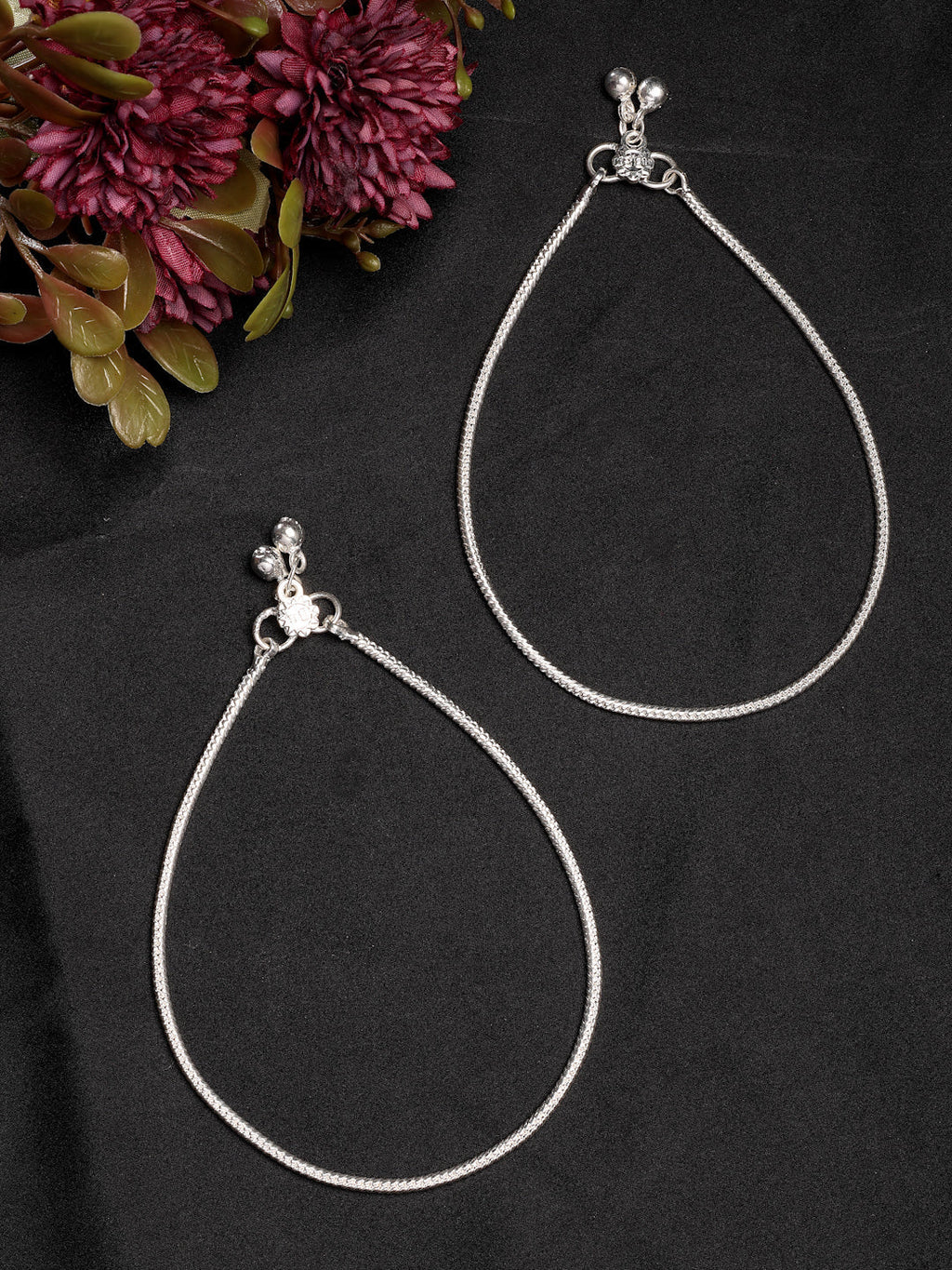 NVR Women's Pair of 4 Silver-Plated Anklets