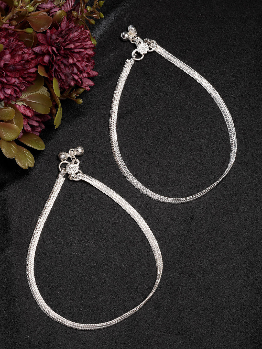 NVR Women's Pair of 4 Silver-Plated Anklets