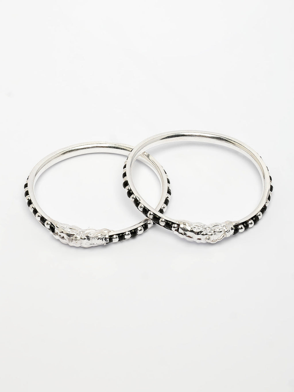 NVR Kids Set of 2 Rhodium-Plated Artificial Beads Nazariya Kada Bracelet