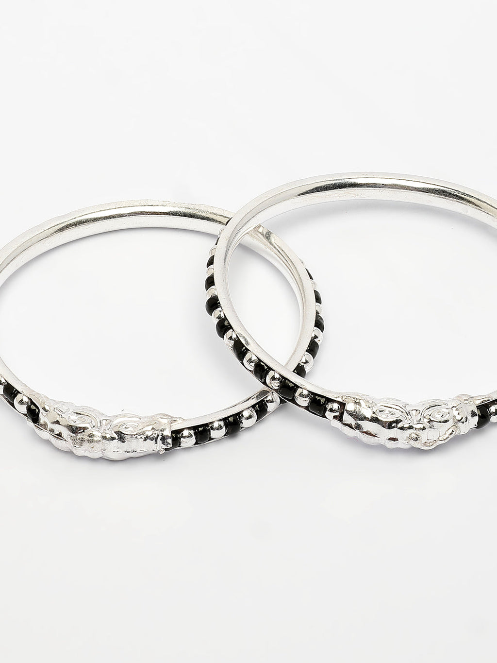 NVR Kids Pair of 2 Rhodium-Plated Artificial Beads Nazariya Kada Bracelet