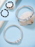 NVR Kids Pair of 2 Rhodium-Plated Artificial Beads Nazariya Kada Bracelet
