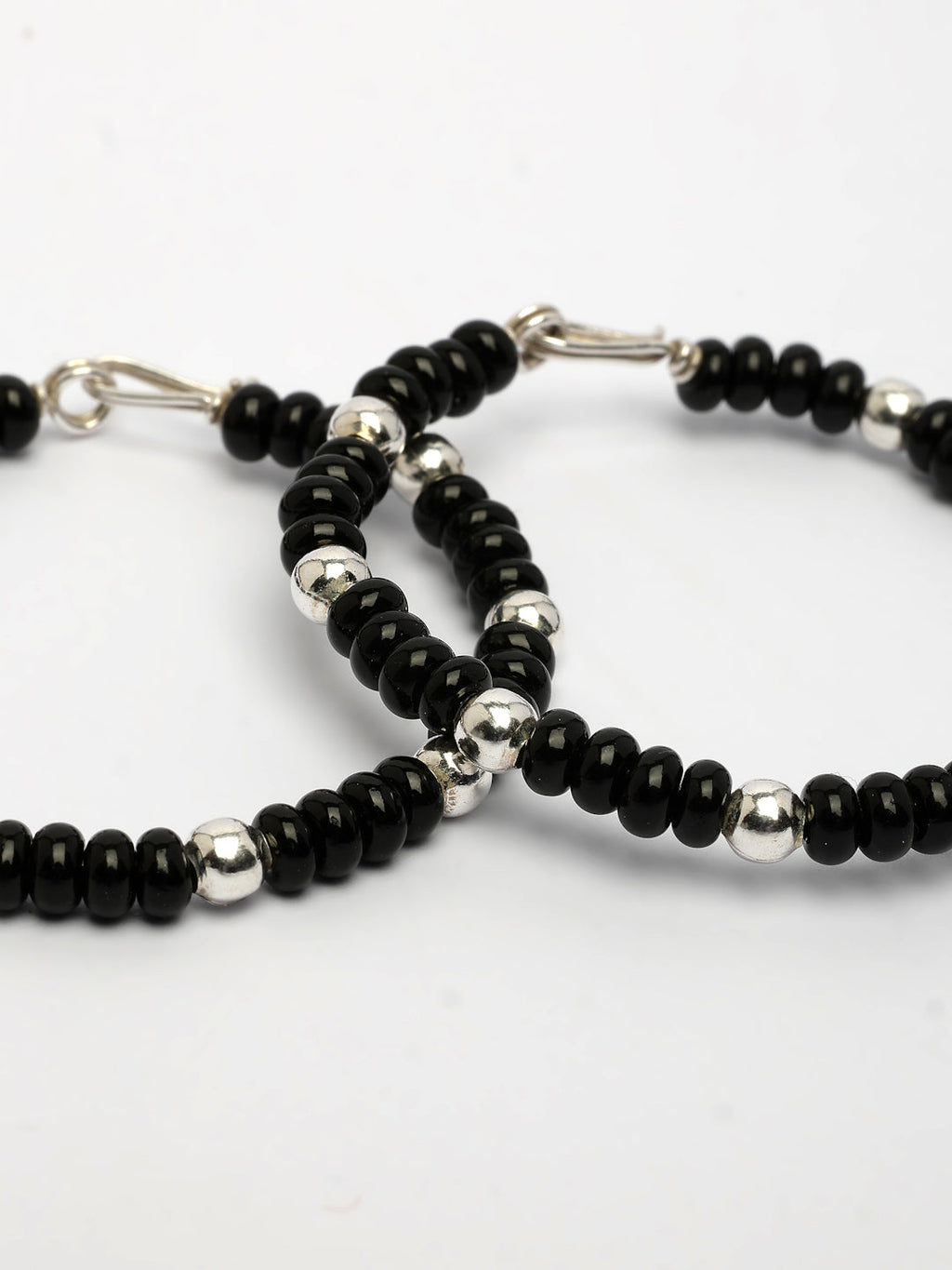 NVR Kids Pair of 2 Rhodium-Plated Artificial Beads Nazariya Kada Bracelet