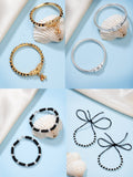 NVR Kids Pair of 4 Rhodium-Plated Artificial Beads Nazariya Kada Bracelet