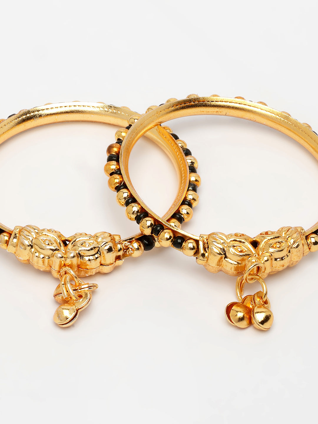 NVR Kids Pair of 4 Rhodium-Plated Artificial Beads Nazariya Kada Bracelet