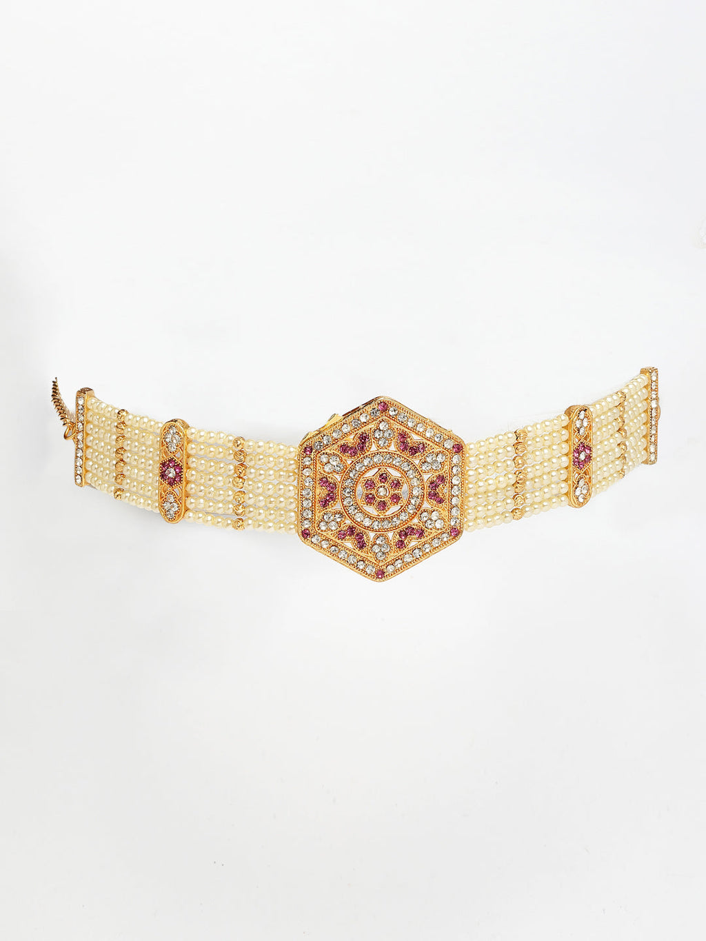 NVR Women's Gold-Polished Cubic Zirconia Stone Studded Link Bracelet