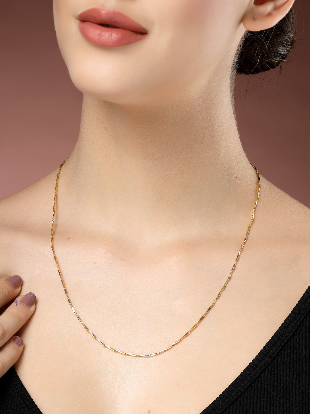 NVR Women's Set of 3 Gold-Polished Minimal Chain