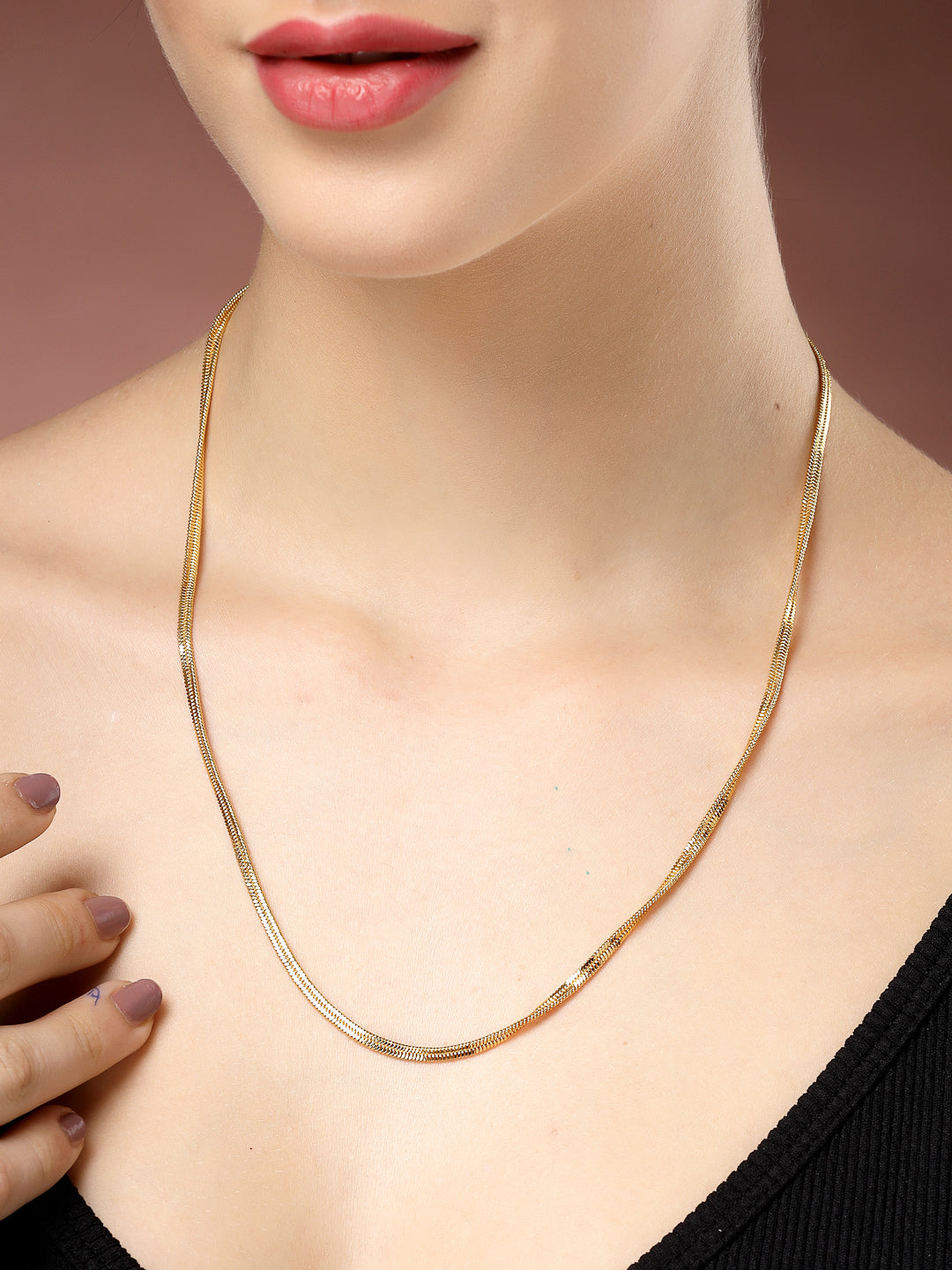 NVR Women's Set of 5 Gold-Polished Minimal Chain